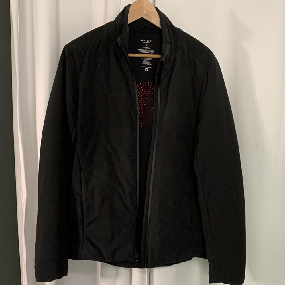 Ministry of Supply Black Lightweight Shirt Jacket with Water-Resistant Fabric